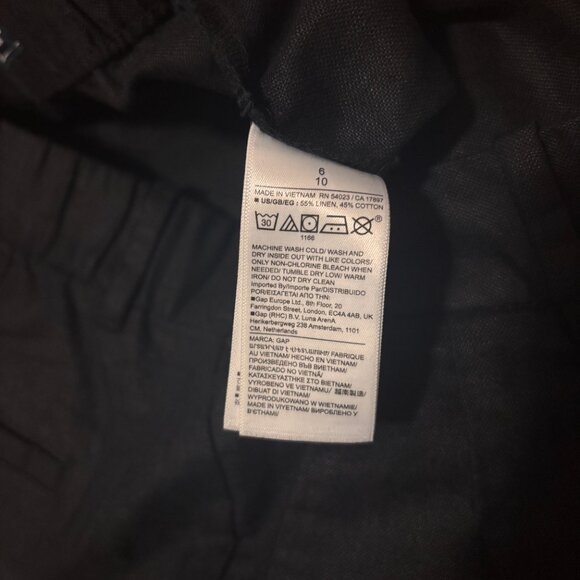 Gap 365 High Rise Linen Blend Wide-Leg Trousers Black, Women's Size 6 - Picture 4 of 10